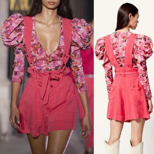 ISABEL MARANT RUNWAY Flink Suspender Overall SHORTS EU 44 12 Raspberry NEW $570